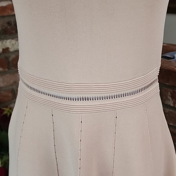 Sandro Paris Blush Pink Fit & Flare Knit Dress Short Sleeve A-Line - Picture 5 of 16